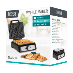 Teesa Gofrownica Teesa, 2 Gofry, 1600W, Inox, Regulacja Mocy [[