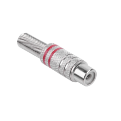 Gniazdo Rca Nikiel 2 Paski Na Kabel Czerwone [[