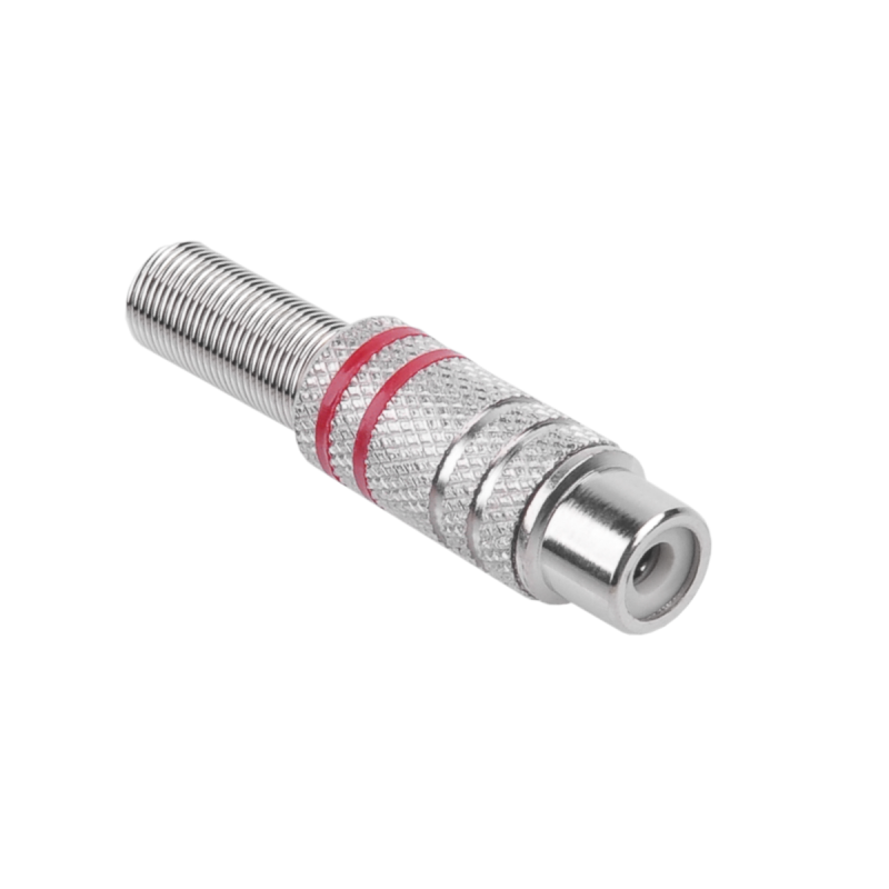 Gniazdo Rca Nikiel 2 Paski Na Kabel Czerwone [[