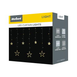 Rebel Kurtyna Świetlna Rebel - Gwiazdy,Ciepłe Białe, 230V [[