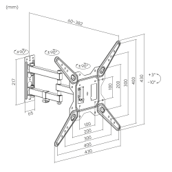 Krüger&Matz Uchwyt Do Ściany Kruger&Matz Do Led Tv 23-55 Cali  Czarny (Regulacja W Pionie I W Poziomie) [[