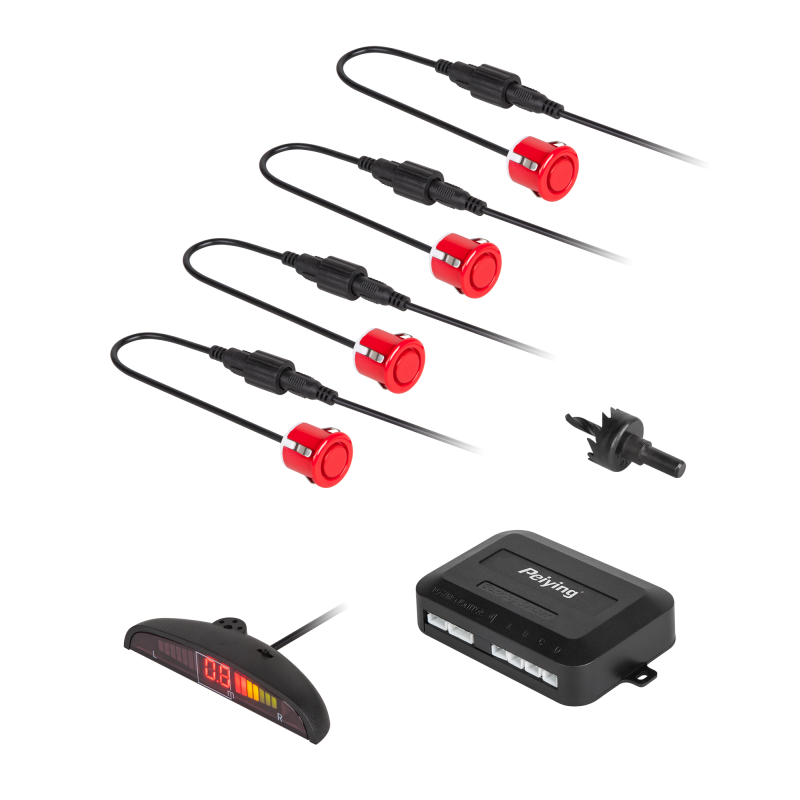 Peiying Samochodowe Czujniki Parkowania Z Wyświetlaczem (Tył) Peiying – Czerwone [[