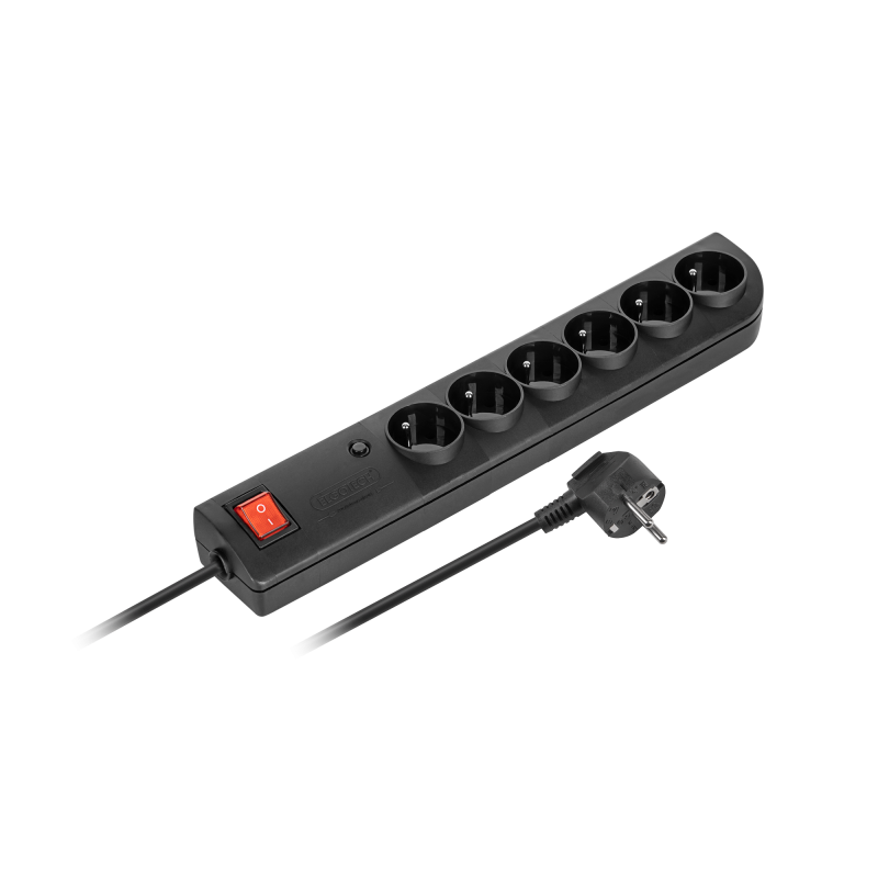 Elgotech Listwa Przeciwprzepięciowa 6Xz/U 1,5M Czarna Psf4-601-2 [[