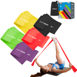 Rebel Zestaw Gum Do Ćwiczeń Lateksowe 2M - Flat Band Lts-1, 2,5-20 Kg, 5 Gum, Rebel Active [[
