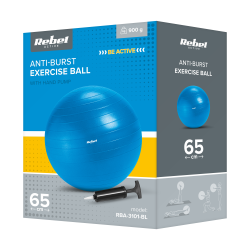 Rebel Piłka Gimnastyczna Rehabilitacyjna 65Cm Z Pompką Ręczną, Kolor Niebieski , Rebel Active [[