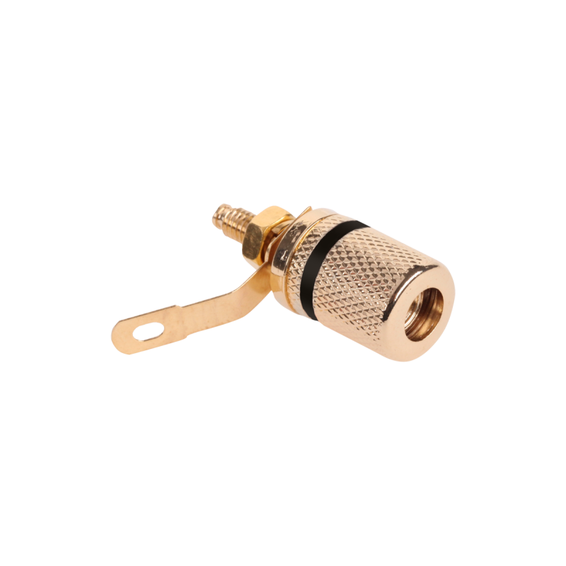 Gniazdo Bananowe  Montażowe Czarne Złote Metal [[