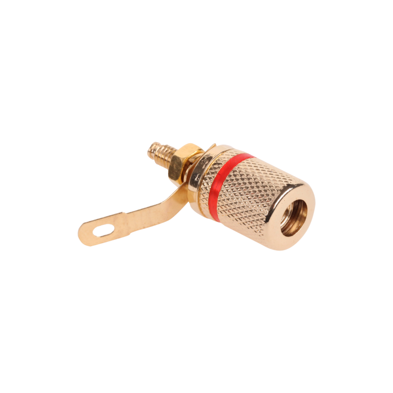 Gniazdo Bananowe Montażowe Czerwone Złote Metal [[