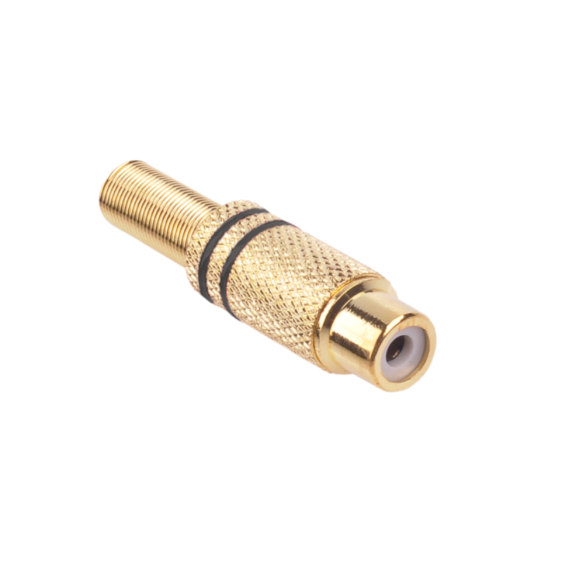 Gniazdo Rca Złote 2 Paski Na Kabel Czarne [[