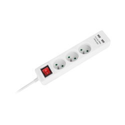 Rebel Przedłużacz Sieciowy Rebel  3 Gniazda + 2  Gniazda Usb Z Wyłącznikiem - 1.5M [[