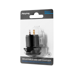 Peiying Ładowarka Samochodowa 2Xusb Z Funkcją Quick Charge I Miernikiem Napięcia [[