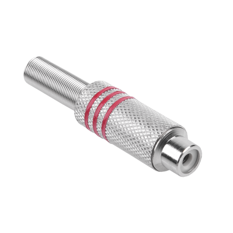 Gniazdo Rca Srebrne 3 Paski Na Kabel Czerwone [[