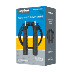 Rebel Skakanka Bokserska Z Gumową Rączką Z Obciążeniem 2X100G I Metalowym Łożyskiem 300Cm Regulowana, Rebel Active [[
