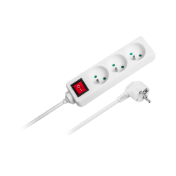 Rebel Przedłużacz Biały Rebel 3 Gniazda , Kabel 3M (3X1,5Mm) Z Przełącznikiem [[