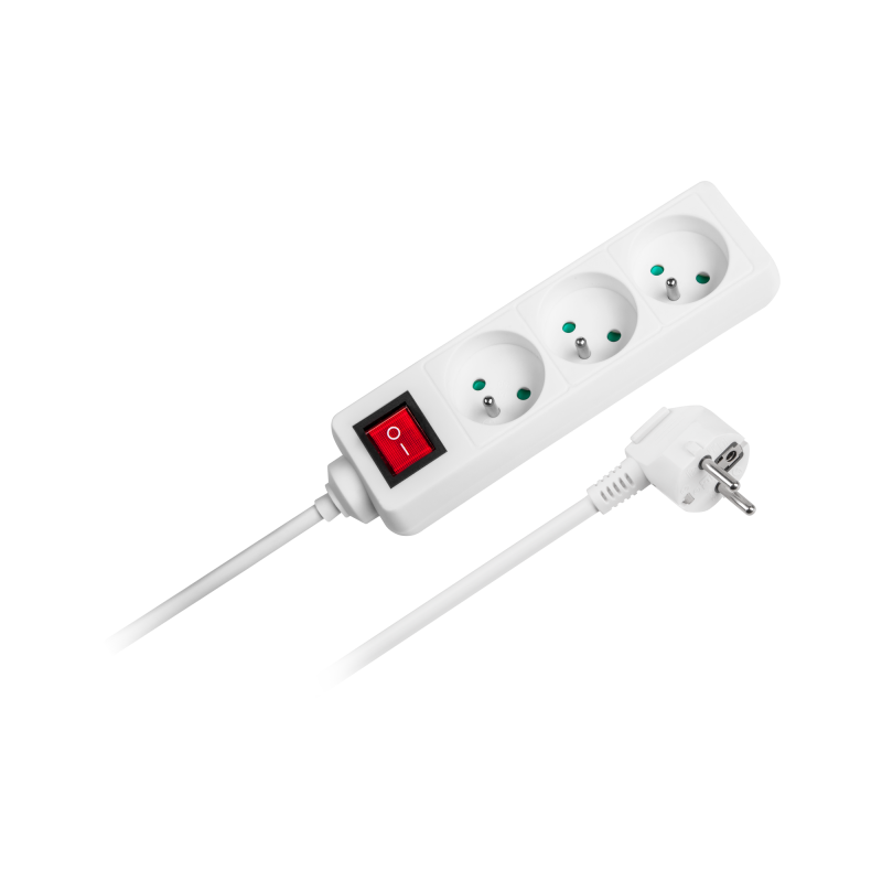 Rebel Przedłużacz Biały Rebel 3 Gniazda , Kabel 3M (3X1,5Mm) Z Przełącznikiem [[