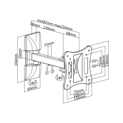 Cabletech Uchwyt Do Ściany 13-27 Cali  Czarny Lpa51-111 (Regulacja W Pionie I W Poziomie) [[