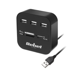 Rebel Hub Usb 2.0 3 Portowy Z Czytnikiem Kart Pamięci [[