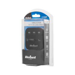 Rebel Hub Usb 2.0 3 Portowy Z Czytnikiem Kart Pamięci [[