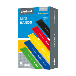 Rebel Zestaw Gum Do Ćwiczeń Lateksowy - Mini Band L, 2.3-18.2 Kg, 5 Gum, Kolorowy,  Rebel Active [[