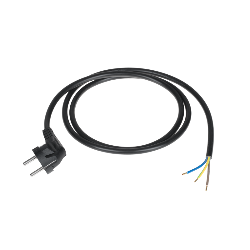 Przewód Zasilający 3X1,5Mm Czarny 3M Z Wtyczką Kątową [[