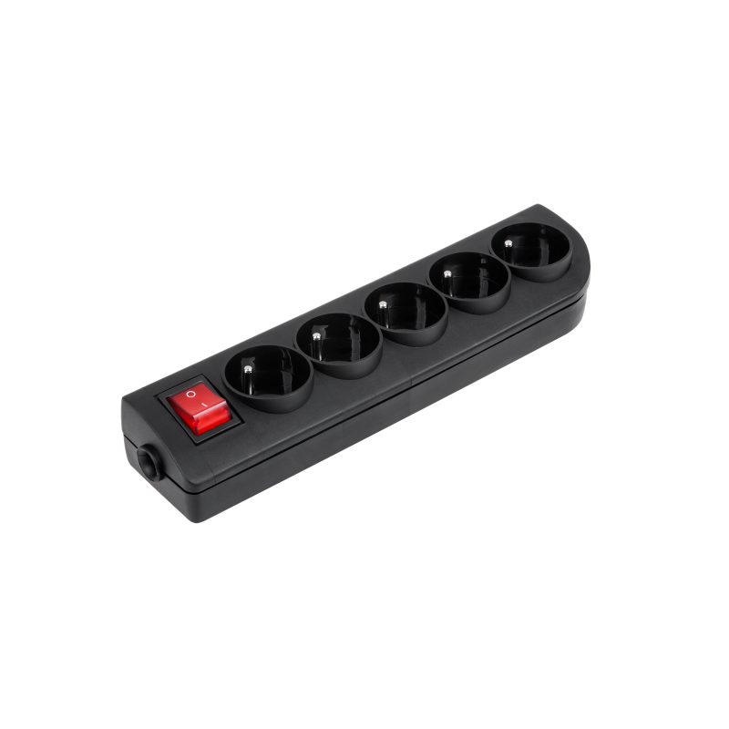 Elgotech Gniazdo Przedłużacza X 5 Z Uziemieniem I Wyłącznikiem Czarne Gn-50W-2 [[