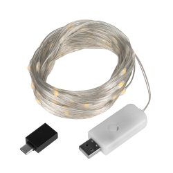 Rebel Sznur Oświetleniowy Świąteczny Ze Zmianą Trybu Świecenia - 10 M, Ciepły Biały [[