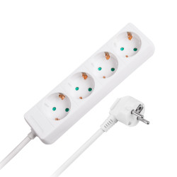 Rebel Przedłużacz Biały Rebel 4 Gniazda Typu Niemieckiego, Dł. 1,5M (3X1.0) Bez Przełącznika [[