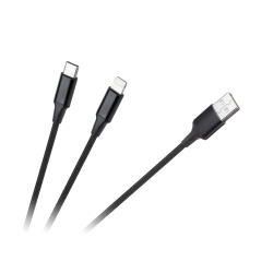 Cabletech Kabel Wtyk Usb A - Wtyk Usb C/ Wtyk Lightningh (2W1) 1M [[