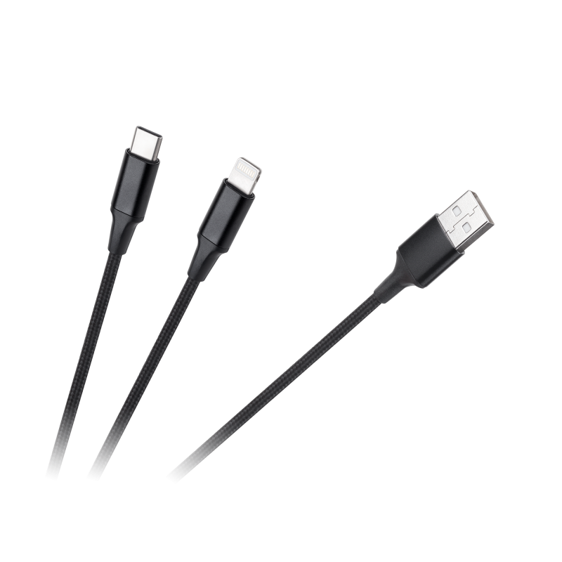 Cabletech Kabel Wtyk Usb A - Wtyk Usb C/ Wtyk Lightningh (2W1) 1M [[