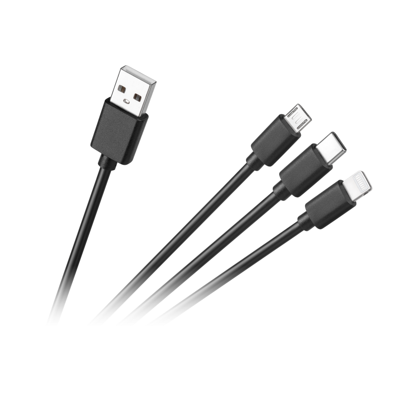 Cabletech Kabel Połączeniowy 3W1, Usb A - Micro/C/Lightning  1.2M [[