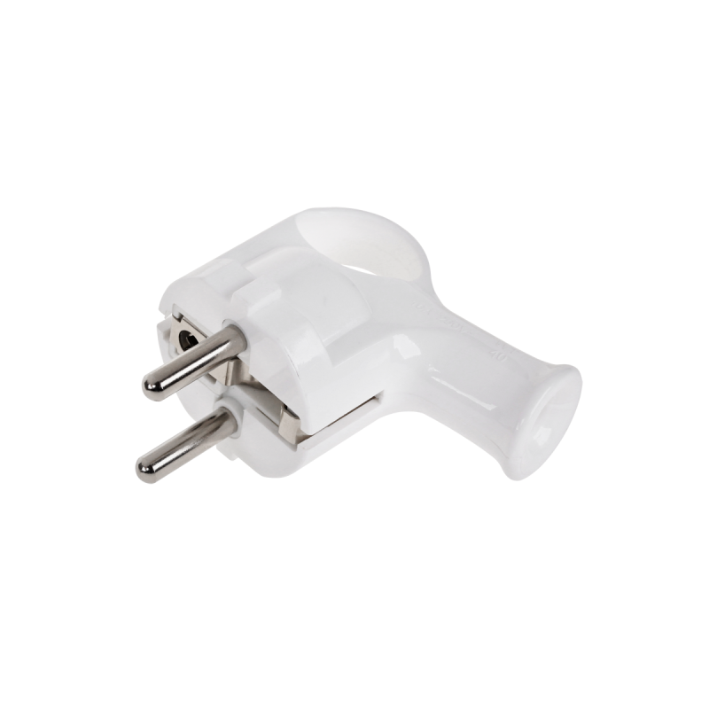 Elgotech Wtyczka Kątowa Z Uchem Z Uziemieniem Unischuko Biała Wt-40 [[