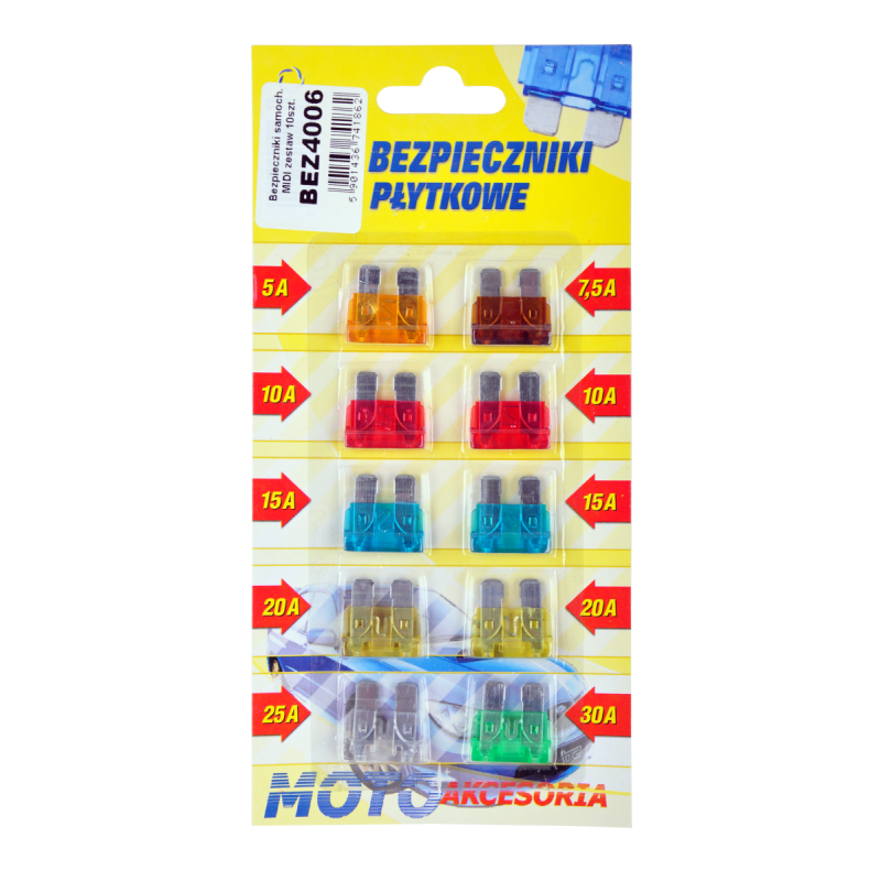 Bezpieczniki Samochodowe Midi Zestaw 10Szt.-Blister [[