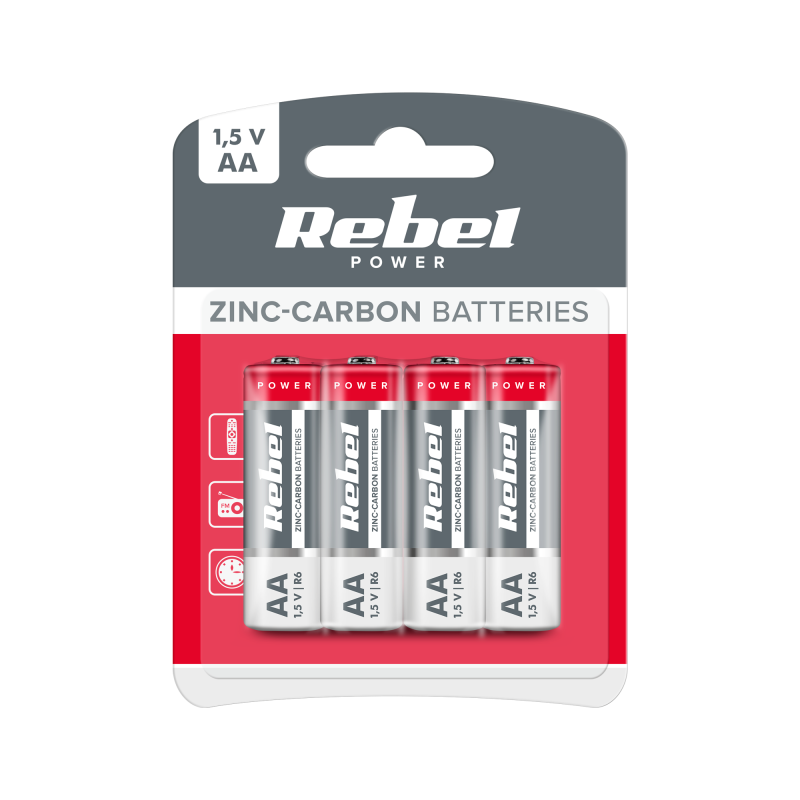 Rebel Baterie Cynkowo Węglowe Rebel  R6 4Szt/Bl [[