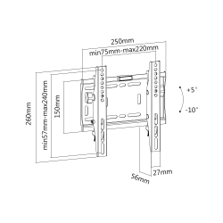 Cabletech Uchwyt Naścienny Uniwersalny Do Led Tv (23-42") Lp42-22Dt Regulacja W Pionie [[