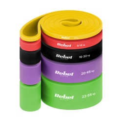 Rebel Zestaw Gum Do Ćwiczeń Tpe - Power Band Pts-1, 4-55 Kg, 5 Gum Tpe, Rebel Active [[