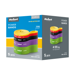 Rebel Zestaw Gum Do Ćwiczeń Tpe - Power Band Pts-1, 4-55 Kg, 5 Gum Tpe, Rebel Active [[