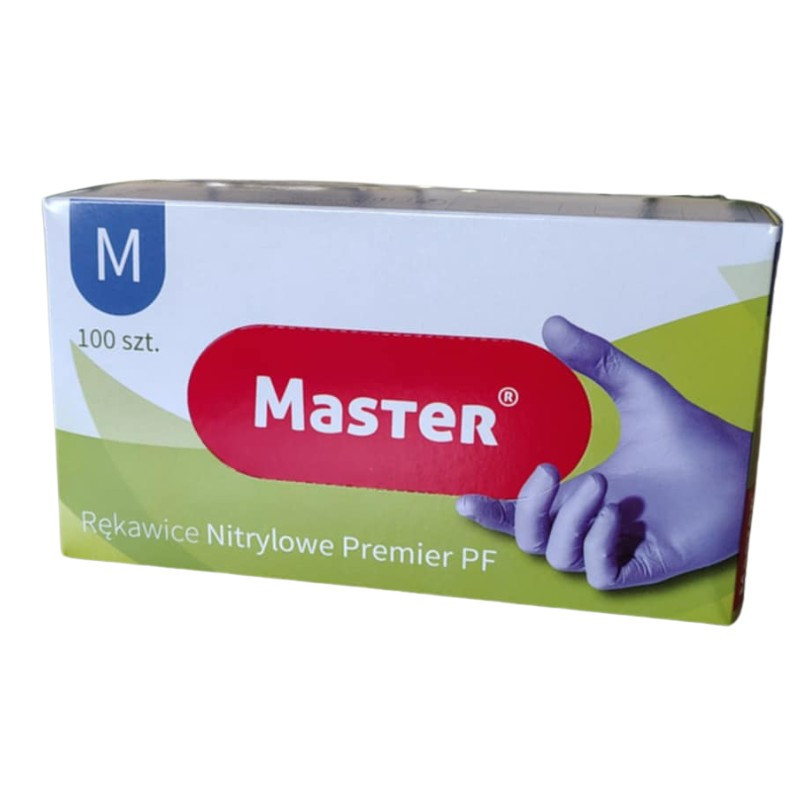 Rękawice nitrylowe bezpudrowe M 100szt MASTER S468