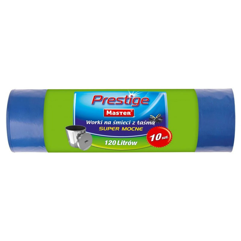Worki na śmieci z taśmą 120 litrów 10szt. LDPE MASTER PRESTIGE S145 Mocne