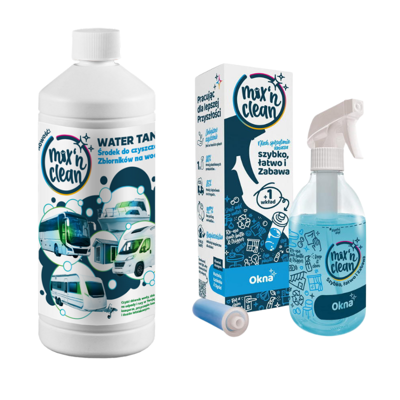 ZESTAW Mixn Clean Water Tank + Zestaw startowy Kapsułek do mycia okien i mebli