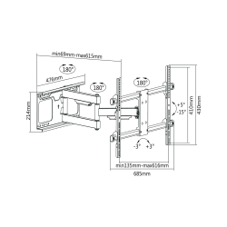 Cabletech Uchwyt Do Ściany 37-70 Cali  Czarny Lpa49-463D (Regulacja W Pionie I W Poziomie) [[