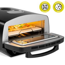 Teesa Piec Do Pizzy Supreme Elite 2200 W, 450 Stopni, Dwie Grzałki, Okno, Led, 33 Cm, Różna Programy Pieczenia [[