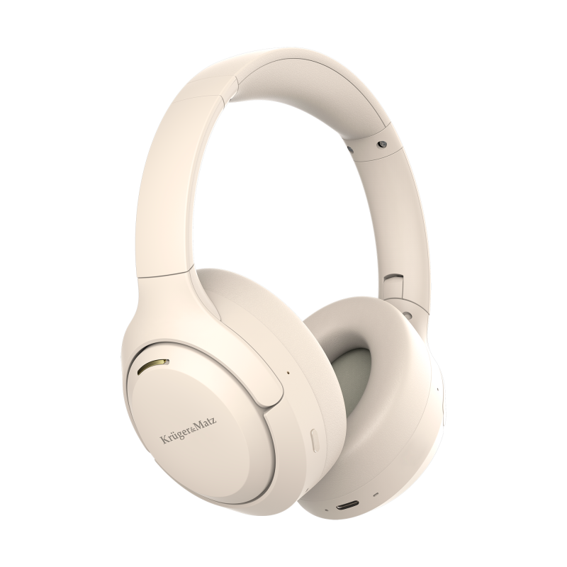 Krüger&Matz Bezprzewodowe Słuchawki Nauszne Z Anc , Kruger&Matz F8A , Beżowe [[
