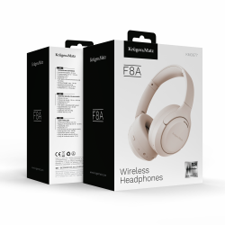 Krüger&Matz Bezprzewodowe Słuchawki Nauszne Z Anc , Kruger&Matz F8A , Beżowe [[
