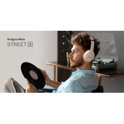 Krüger&Matz Bezprzewodowe Słuchawki Nauszne Z Anc , Kruger&Matz Street 4 , Beżowe [[