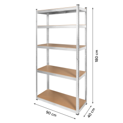 Rebel Regał Metalowy Magazynowy 180X90X40 Srebrny Rebel [[