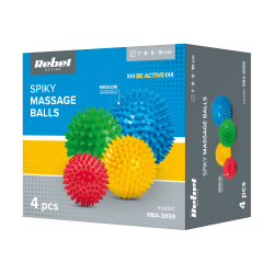 Rebel Zestaw Piłeczek Sensorycznych Z Kolcami Do Masażu, 4 Piłeczki , Rebel Active [[