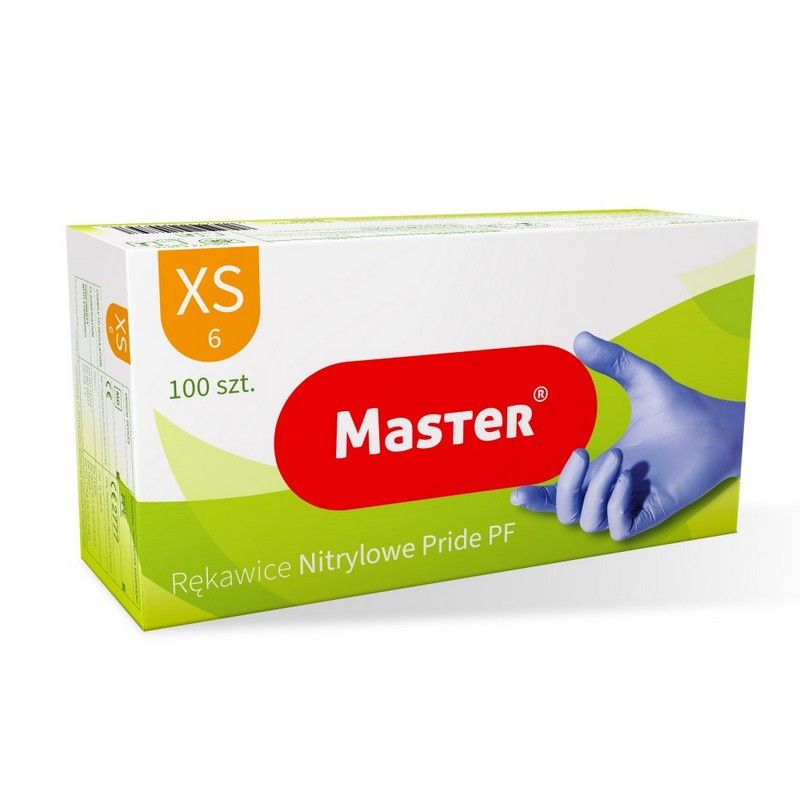 Rękawice nitrylowe bezpudrowe XS 100szt MASTER S454