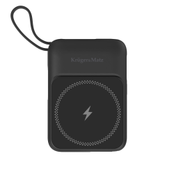 Krüger&Matz Powerbank Indukcyjny Kruger&Matz 10000 Mah Magnetyczny Z Kablem Czarny [[