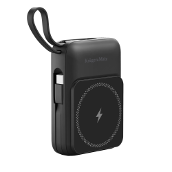 Krüger&Matz Powerbank Indukcyjny Kruger&Matz 10000 Mah Magnetyczny Z Kablem Czarny [[