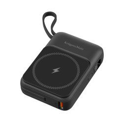 Krüger&Matz Powerbank Indukcyjny Kruger&Matz 10000 Mah Magnetyczny Z Kablem Czarny [[