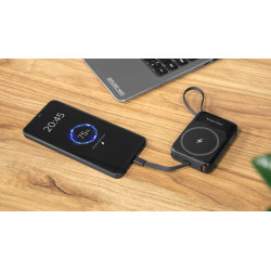 Krüger&Matz Powerbank Indukcyjny Kruger&Matz 10000 Mah Magnetyczny Z Kablem Czarny [[